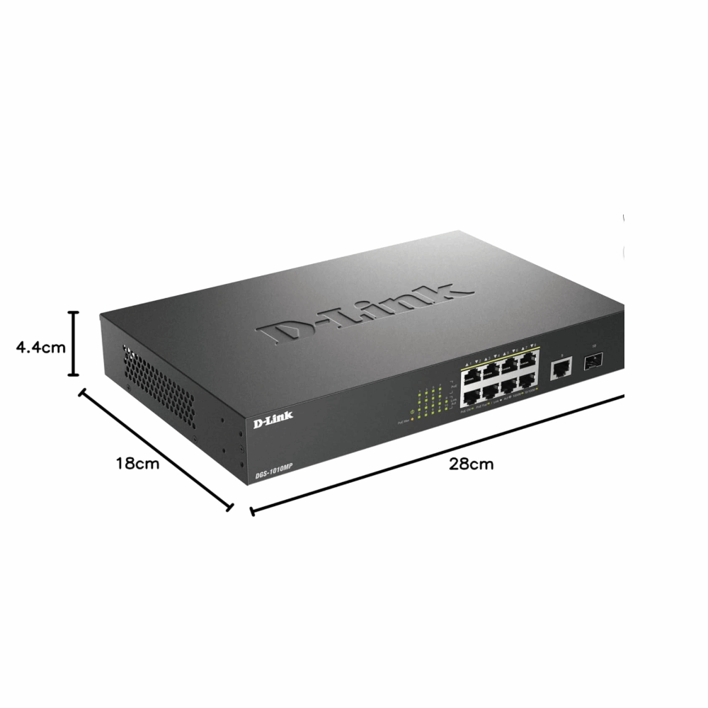 Switch D-Link DGS-1010 MP 8 Port Gigabit ( 8 POE - 125W ) + 1 SFP port Switch